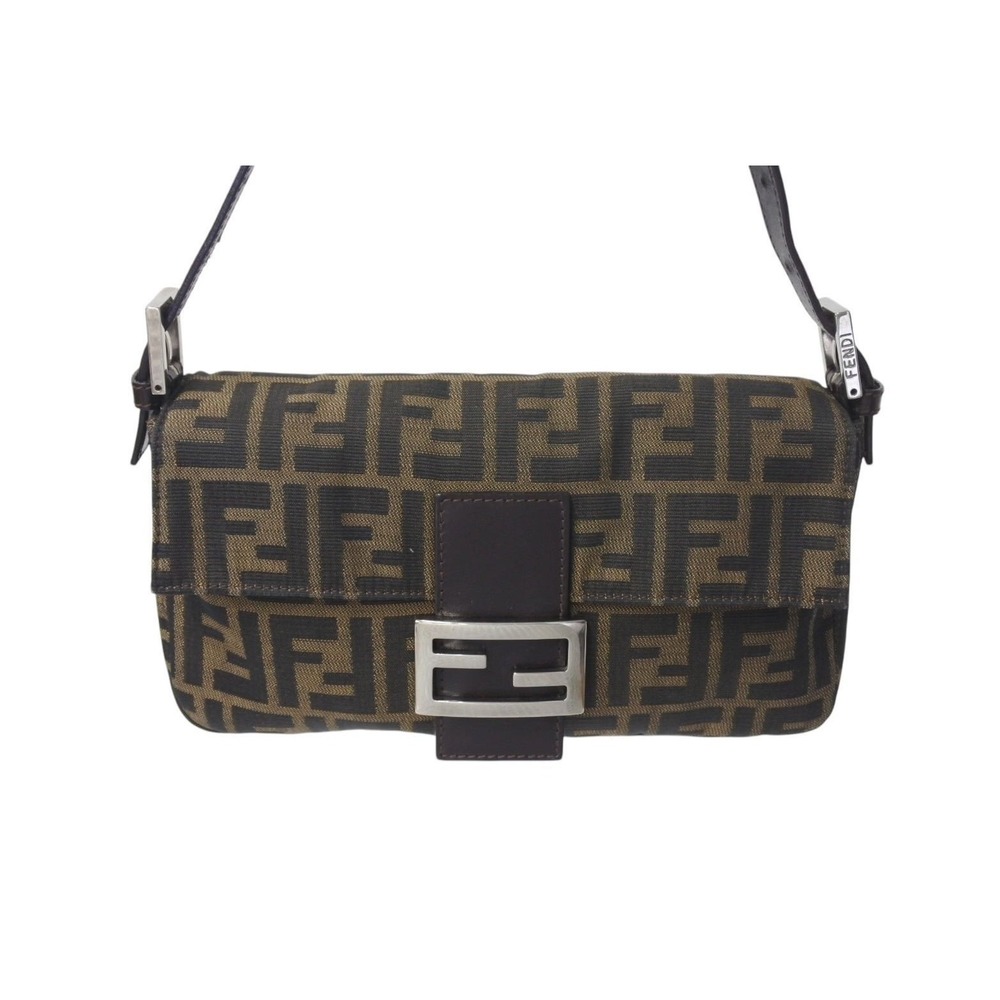 Fendi Shoulder One Bag Brown Bucket Leather Canvas Hobo Mamma Zucca